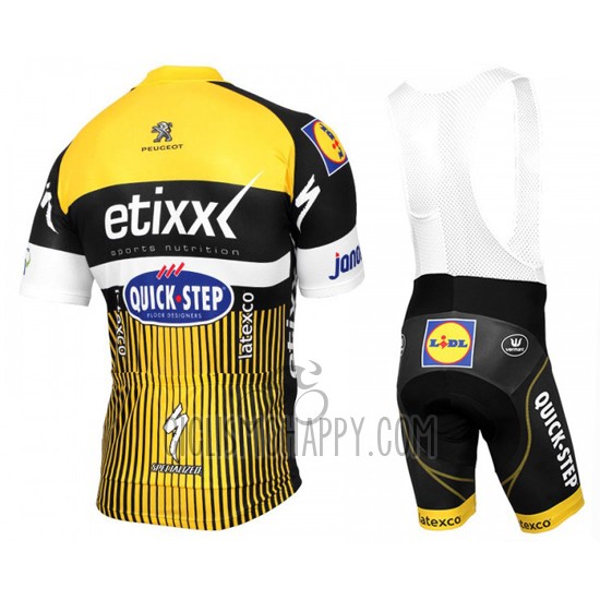 Etixx Quick Step Cycling Jersey Bib Short 2016 Short Sleeve Yellow and Black